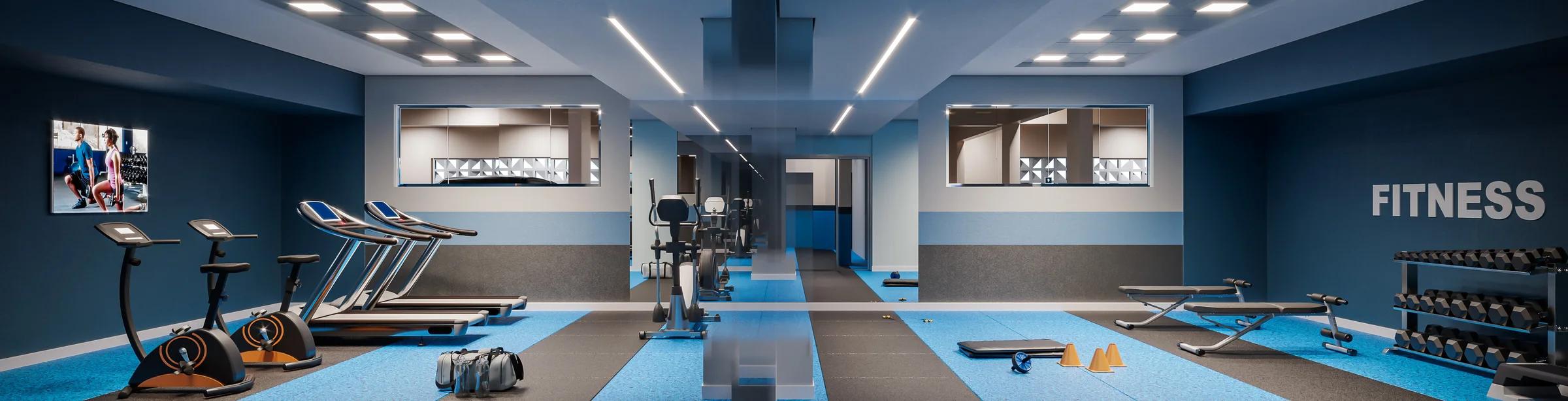 Wish 211 - Academia com esteiras e equipamentos de exercício