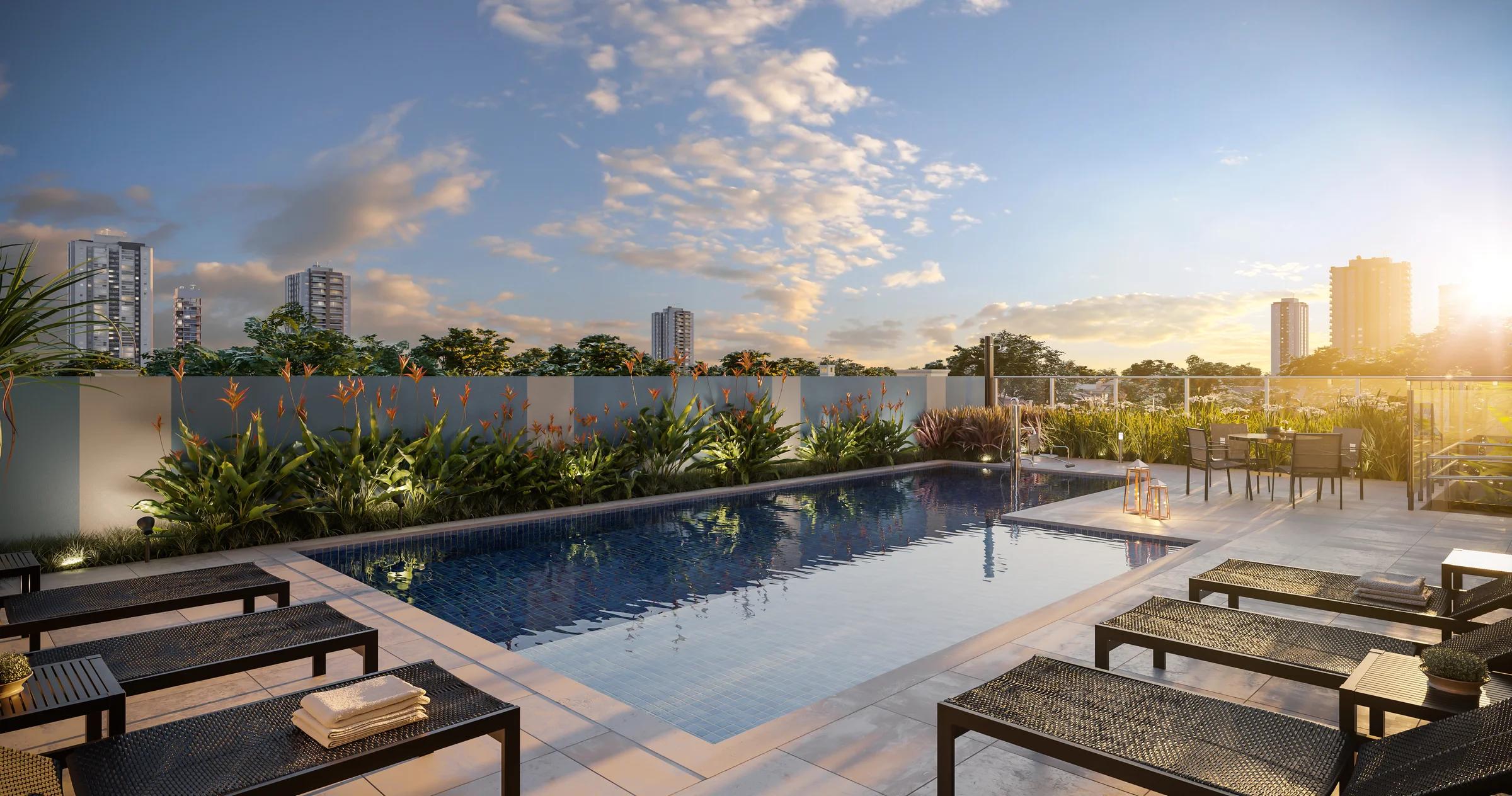Wish 211 - Piscina com deck e raia ao fundo