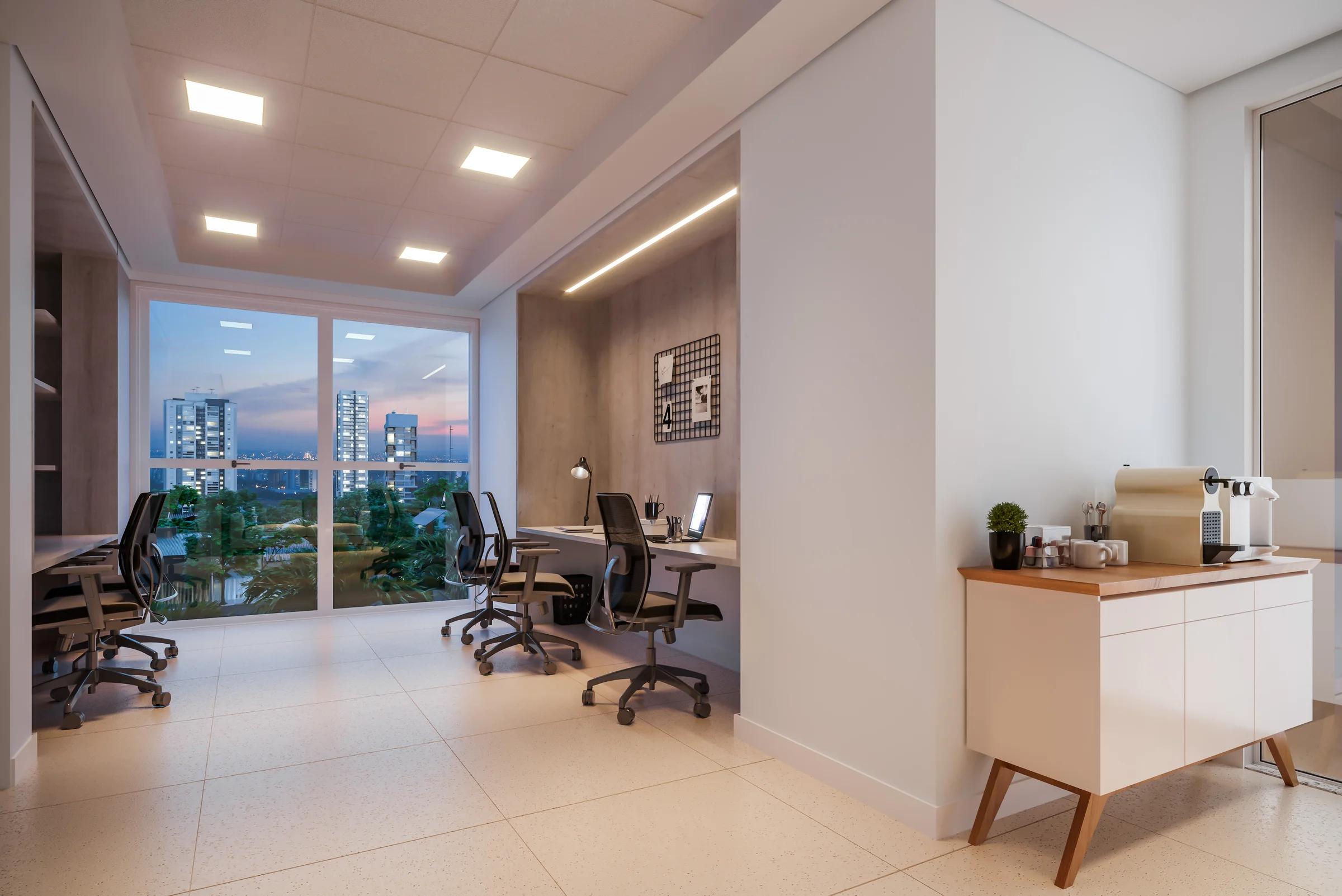 Wish Vaca Brava - Coworking com mesas de trabalho e vista para a cidade