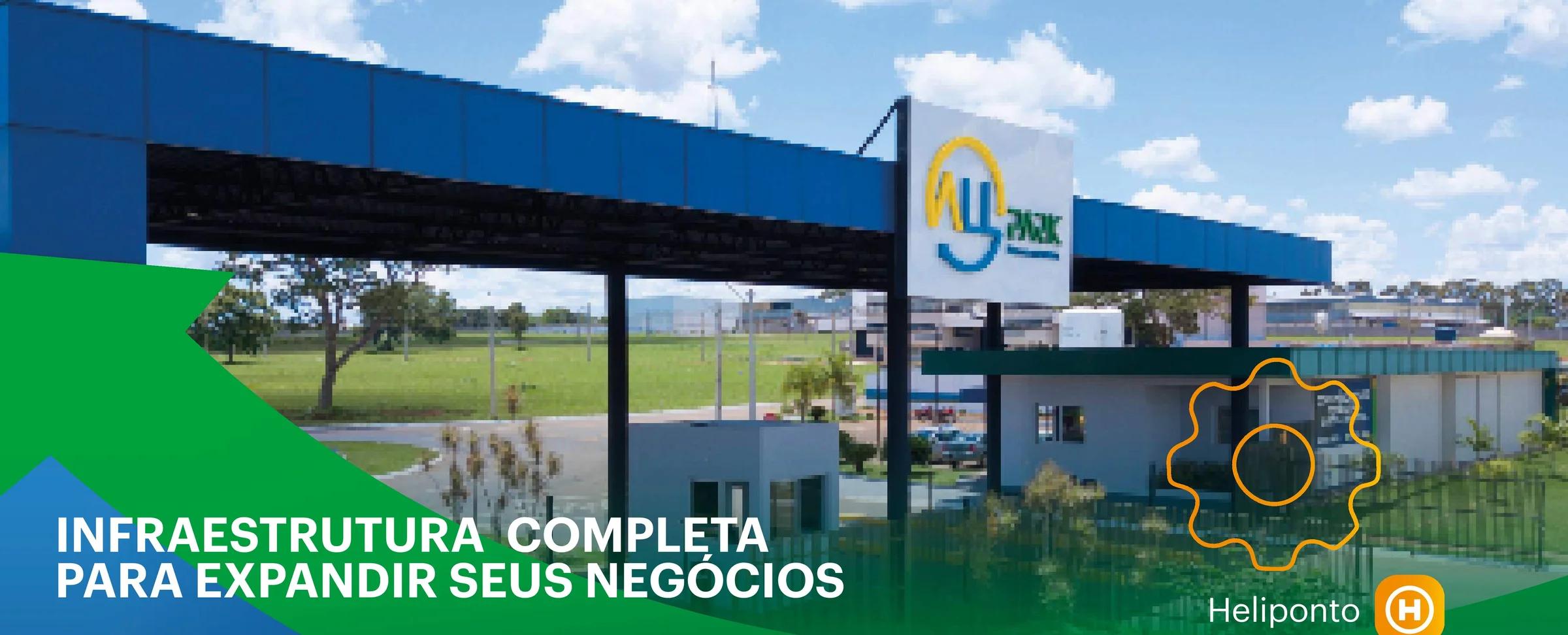 Pórtico de entrada principal e guarita do polo empresarial All Park