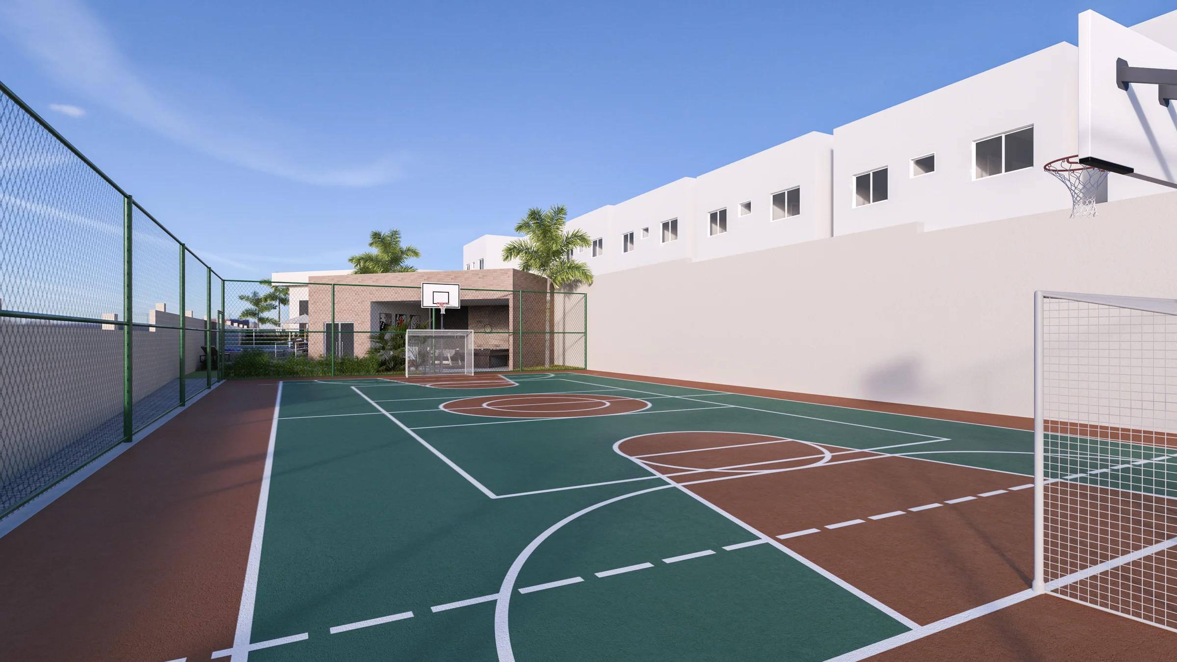 Perspectiva da quadra esportiva
