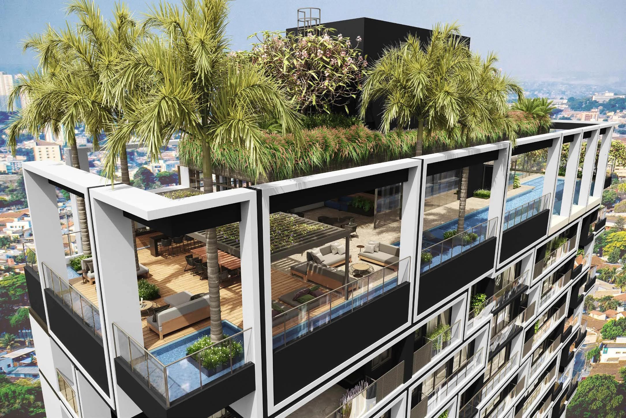Opus Gyro Rooftop - fachada superior com rooftop e piscina