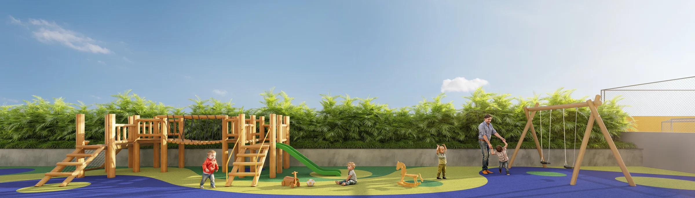 Perspectiva do playground ao ar livre