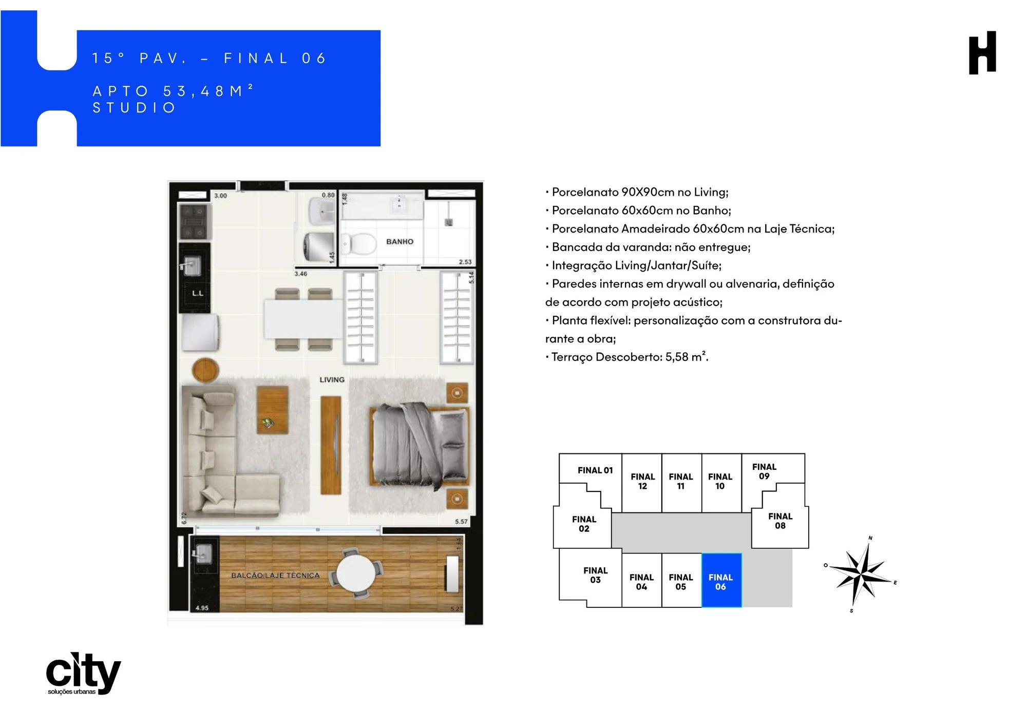 Planta — Apartamento 53.48m²