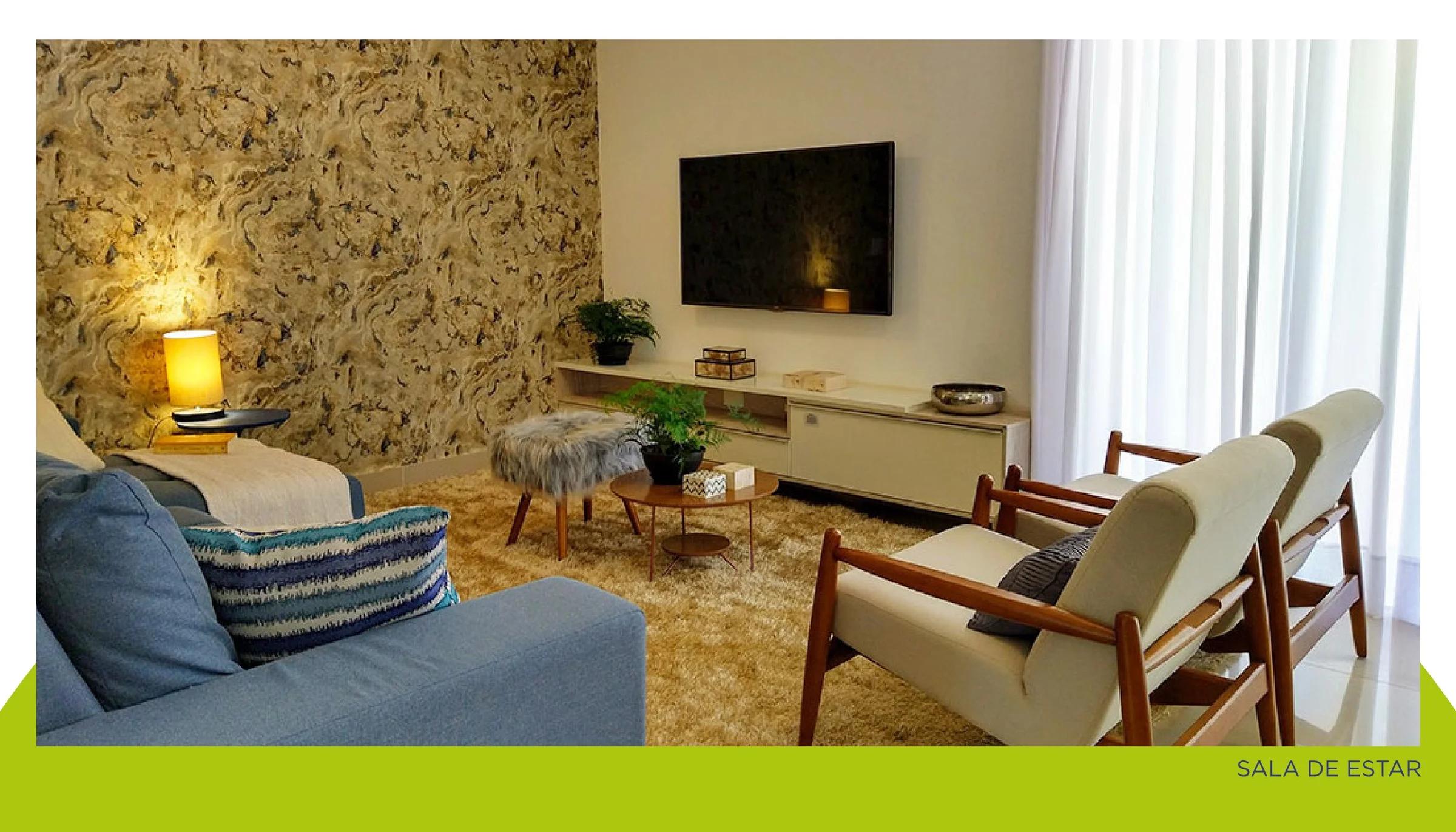 Sala de estar com decoração contemporânea