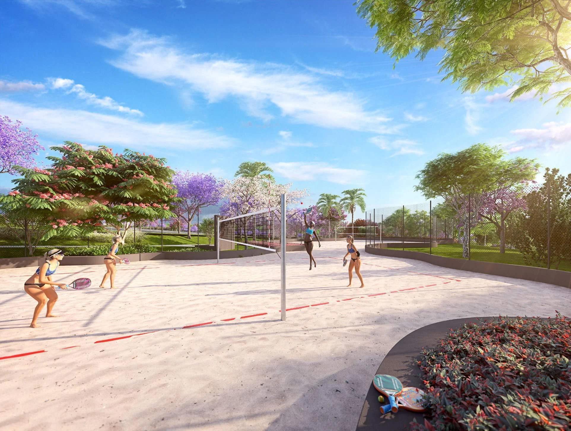 Quadras de beach tennis ao ar livre