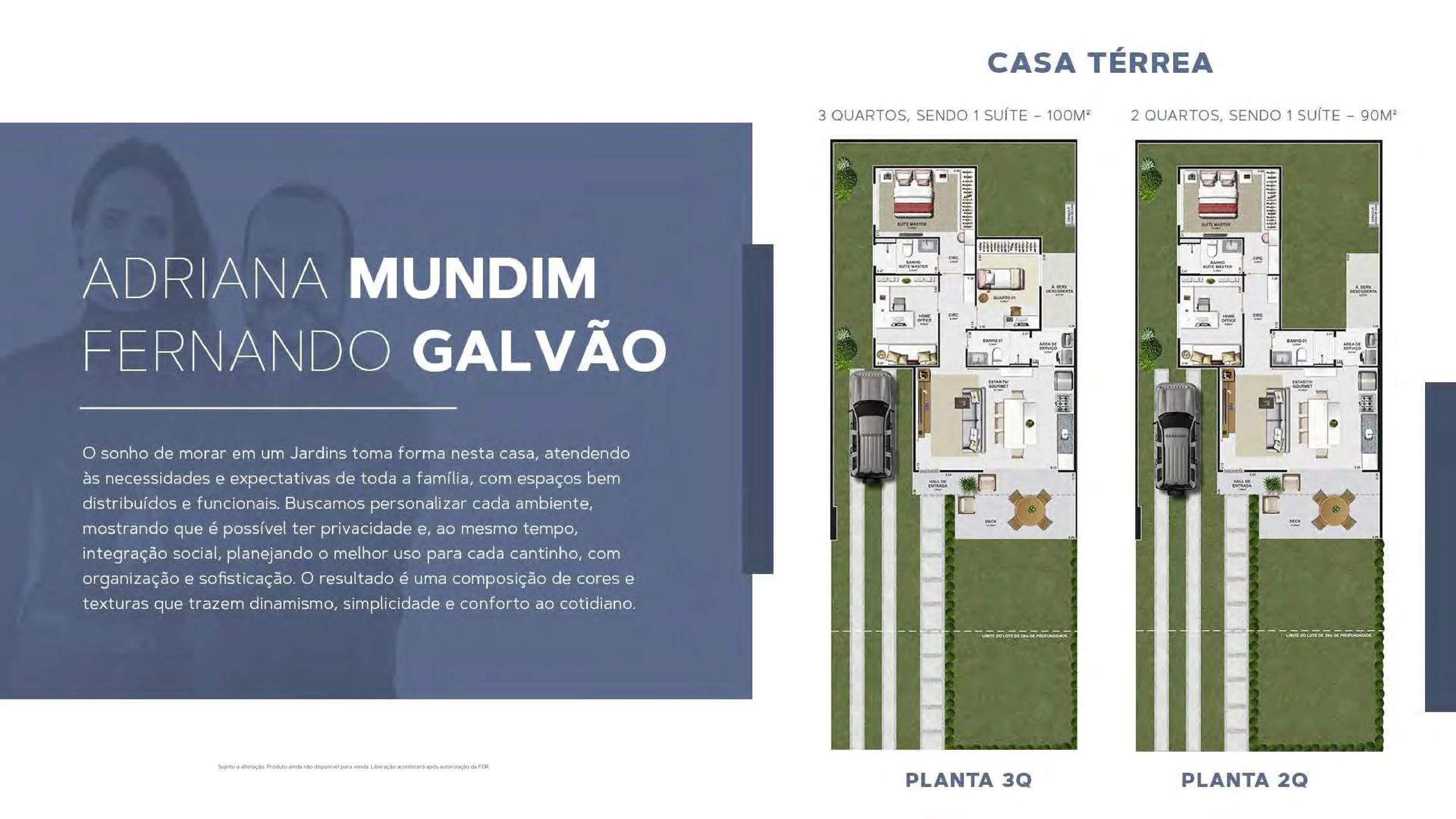 Planta — Casa Térrea 90m² (2 Quartos, 1 Suíte) — Pavimento inferior