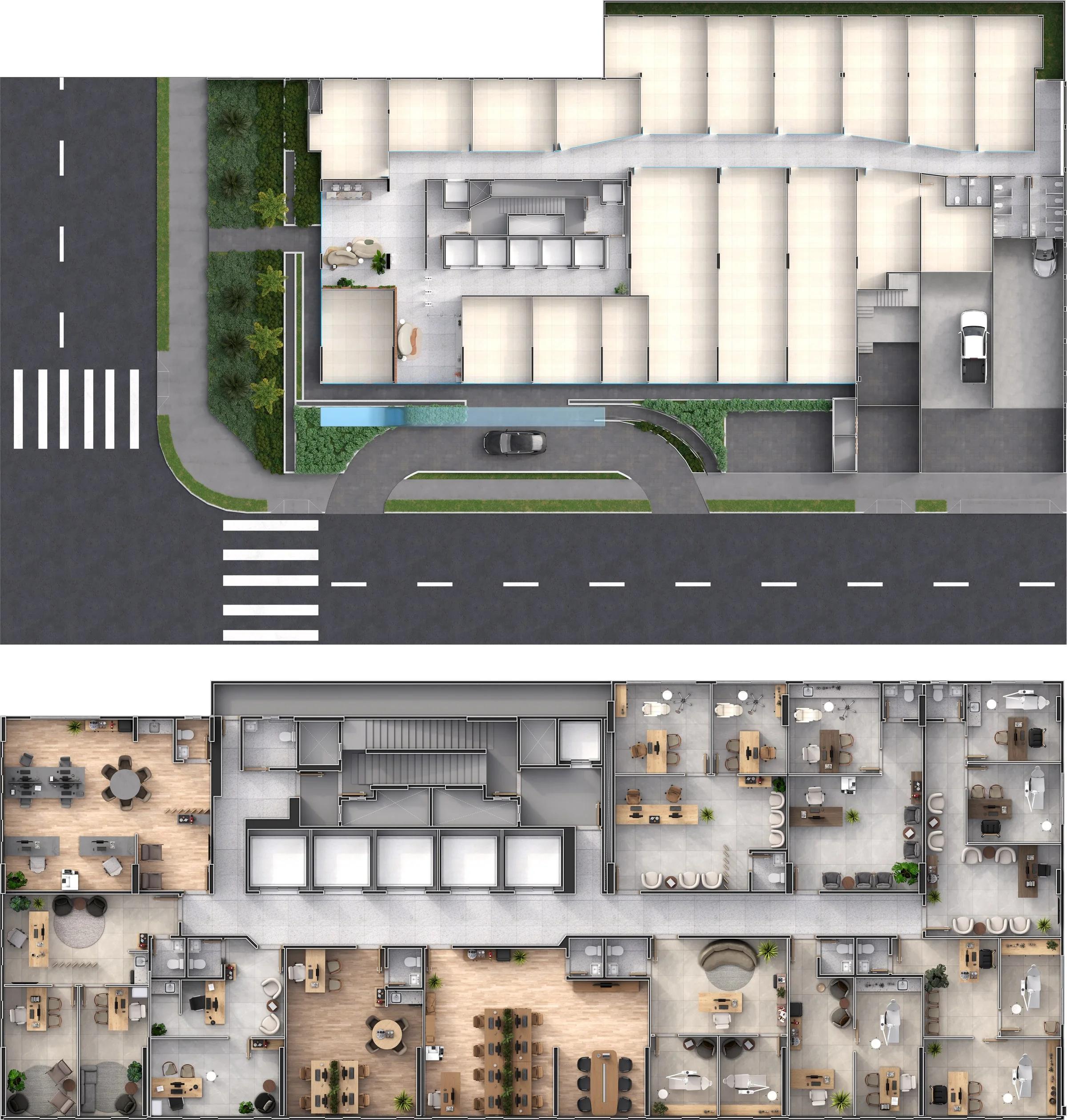 Planta — Salas e Lojas Comerciais — Pavimento inferior