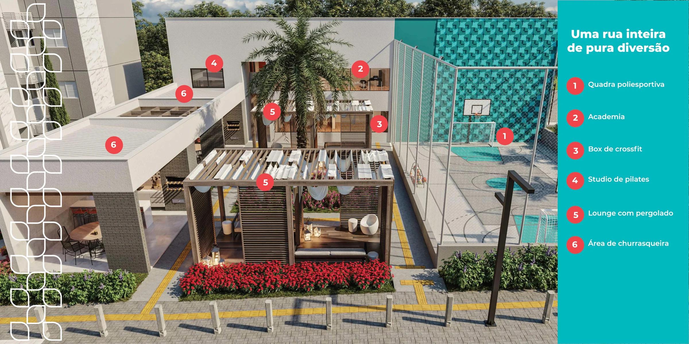 Planta — Apartamento 2 Quartos com Varanda Estendida — Pavimento inferior