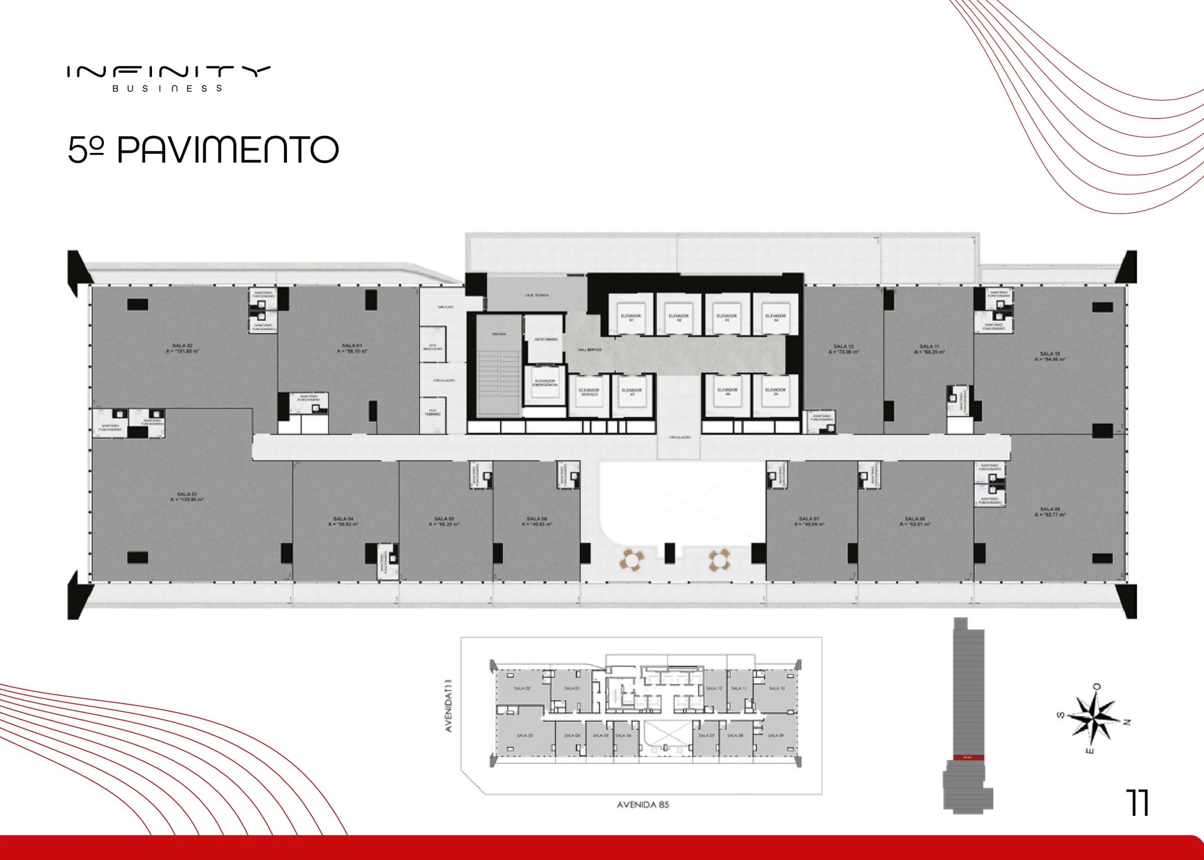 Planta — Sala Comercial - Final 05 (32m² a 51m²) — Pavimento inferior