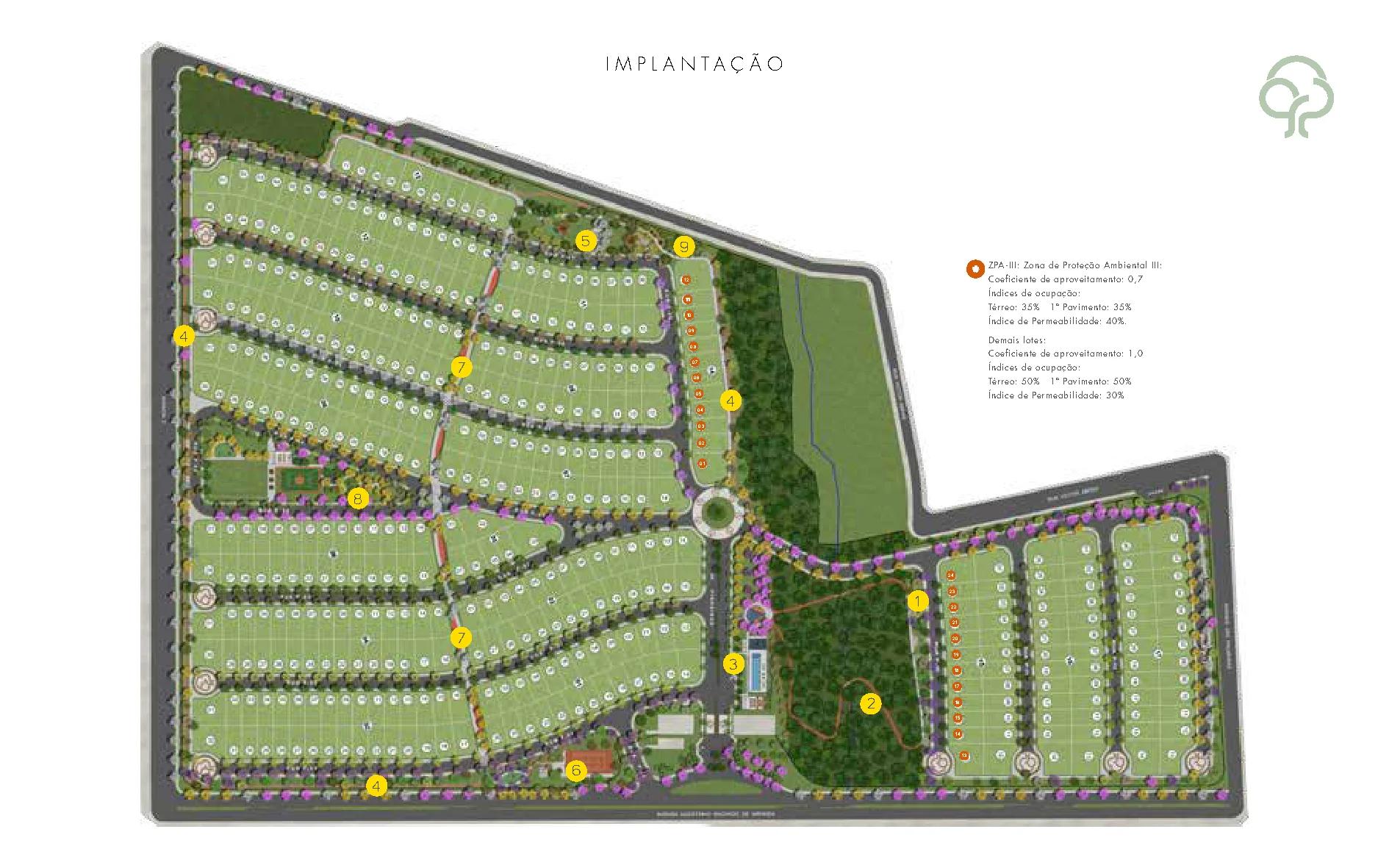 Planta — Lotes residenciais — Pavimento inferior