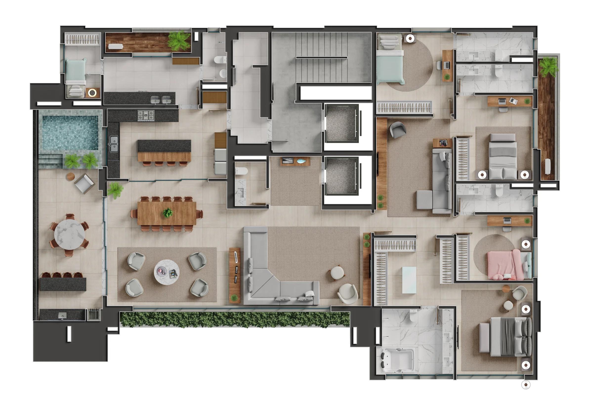 Planta — Apartamento Tipo 2 - 350m² a 357m² — Tipo 2A
