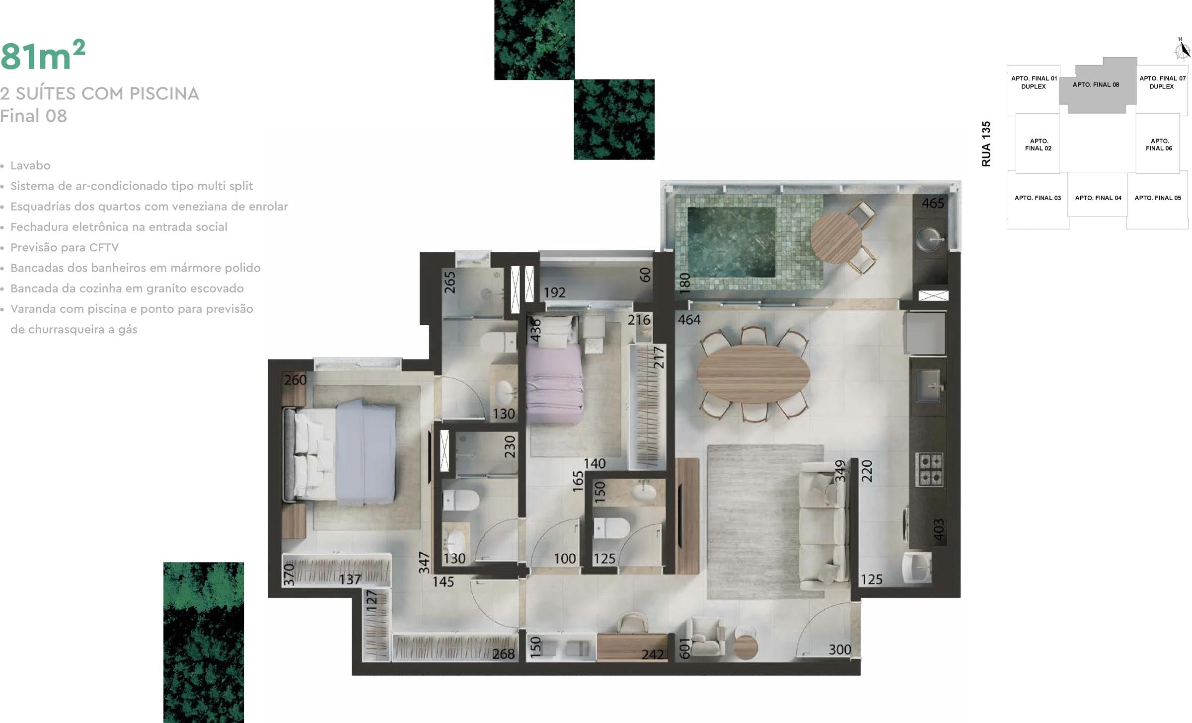 Planta — Apartamento 81 m² com Piscina — Final 01