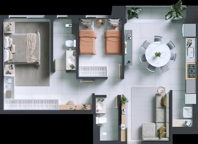 Planta — 2 Quartos - 68m² a 70m² — Final 05