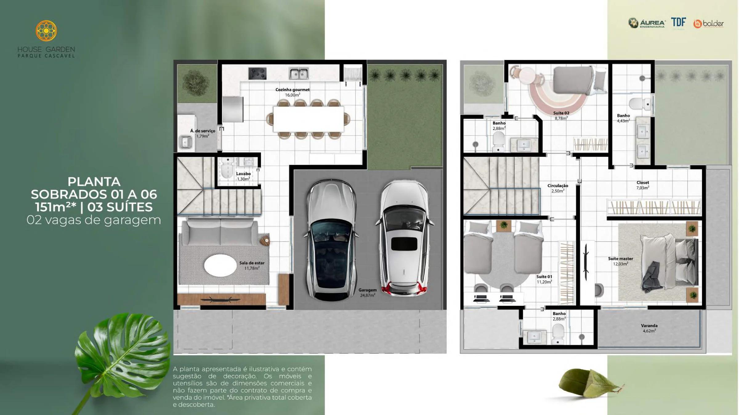Planta — Sobrado 151 m² — Pavimento inferior