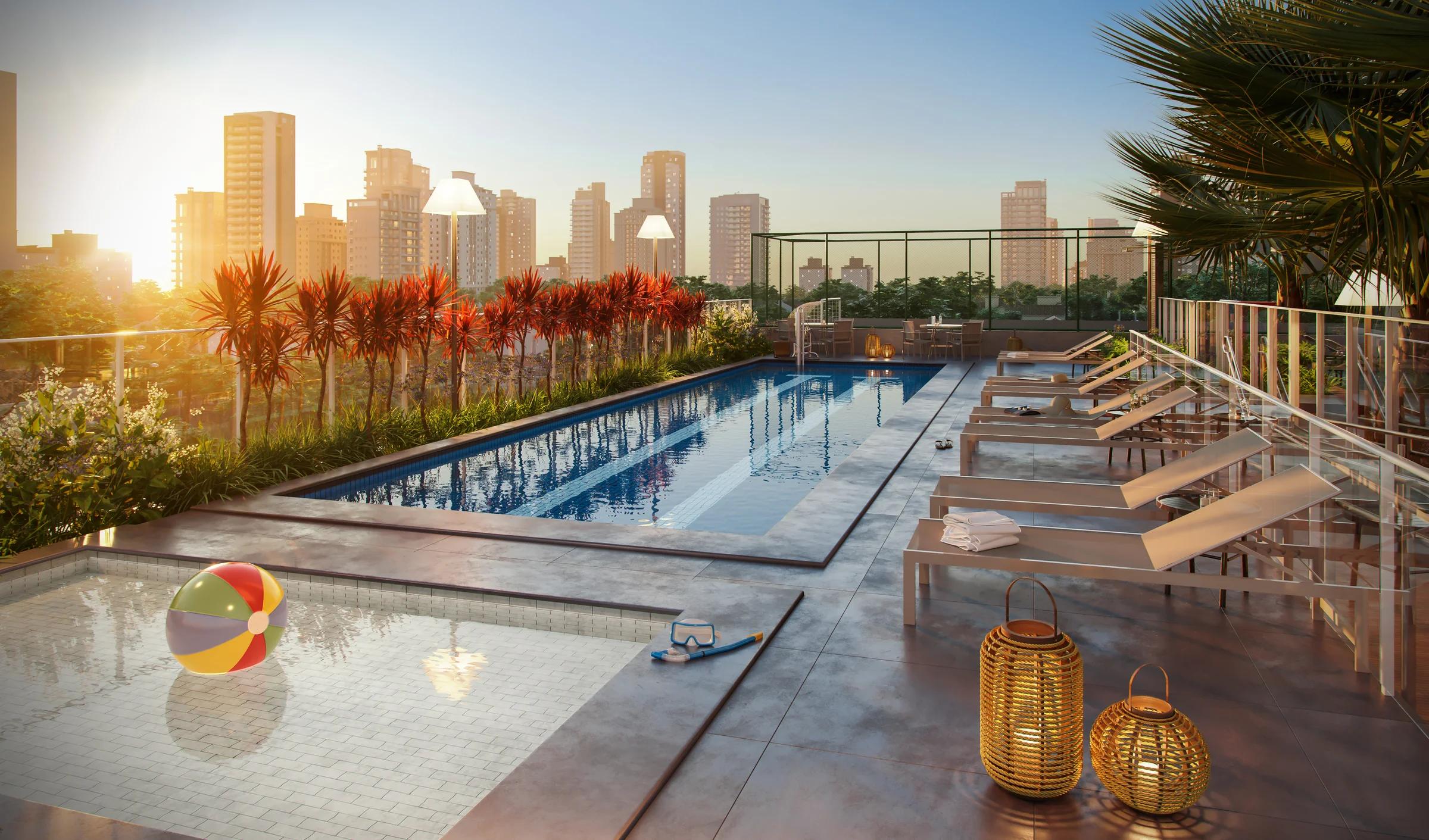Wish Bella Vista - Piscinas com deck, espreguiçadeiras e vista urbana
