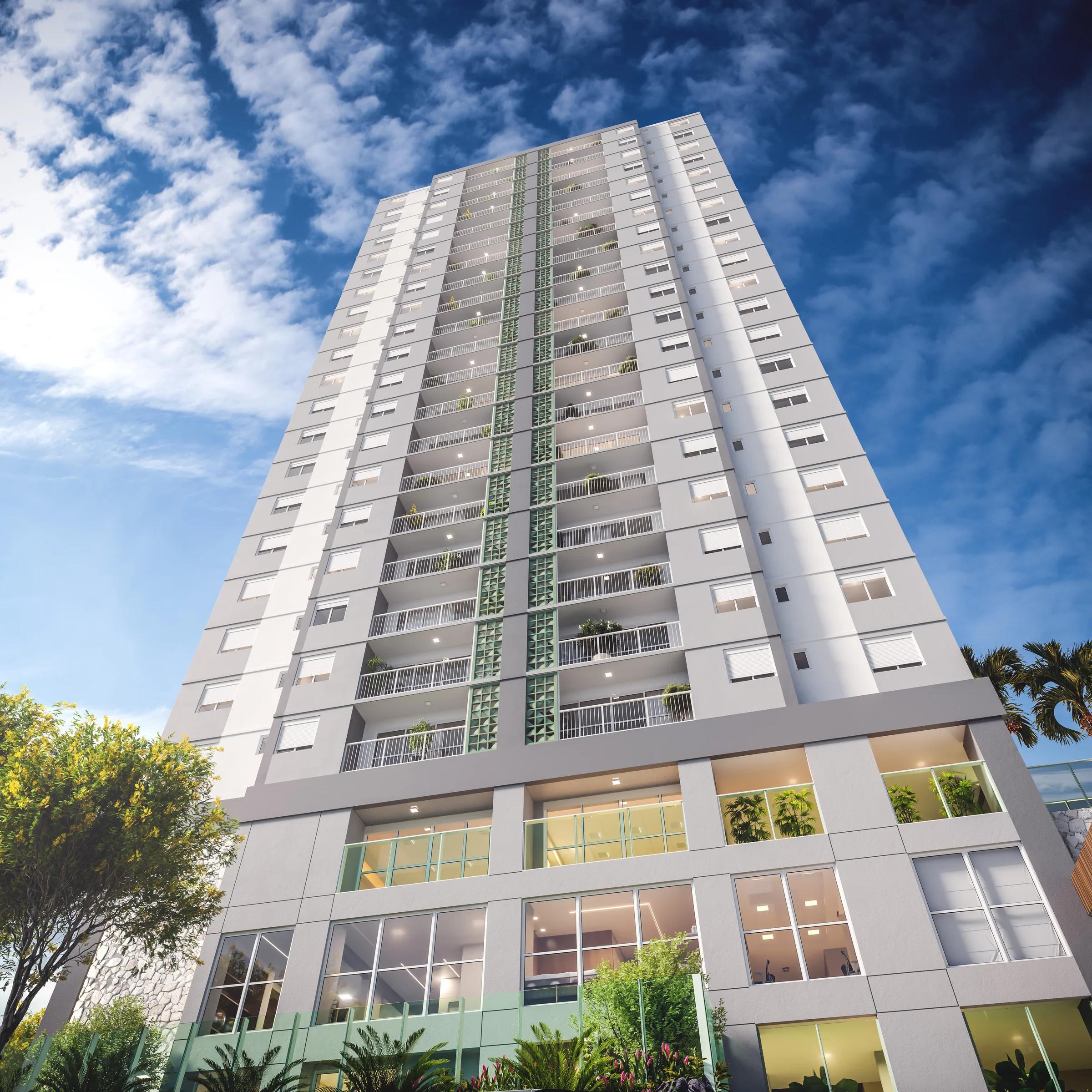 Wish Vaca Brava - Vista vertical da fachada residencial contra o céu