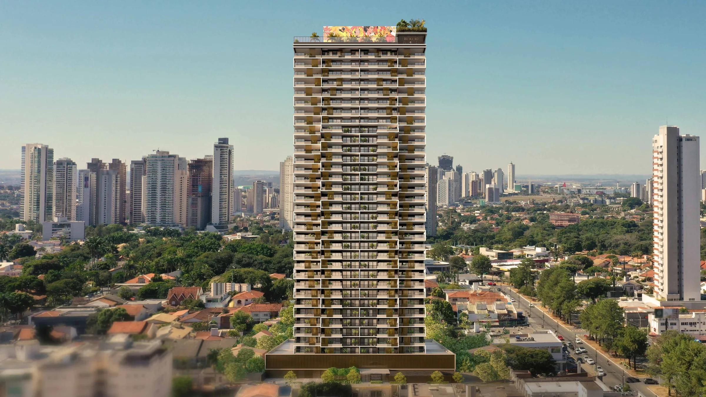 Opus Gyro Ricardo Paranhos - torre inteira em vista aerea com cidade